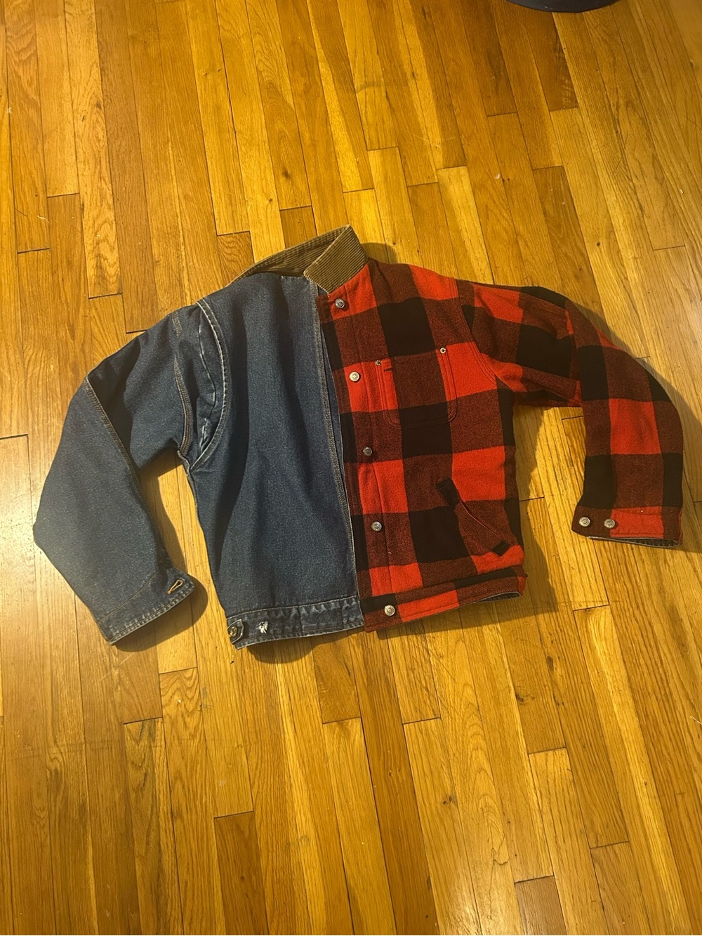 Polo Ralph Lauren Reversible Red & Black Buffalo Plaid Jacket with Leather Patch